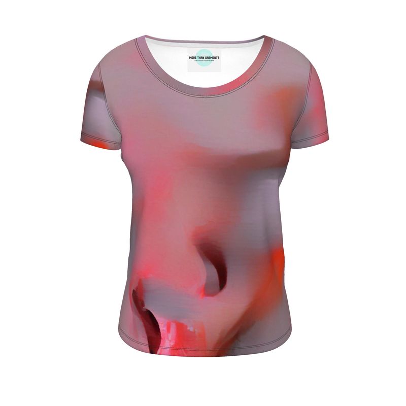 Joy 2 - Two Tone Red Soft And Durable Fabric, Flattering, Relaxed Shape, Ladies Scoop Neck T-Shirt