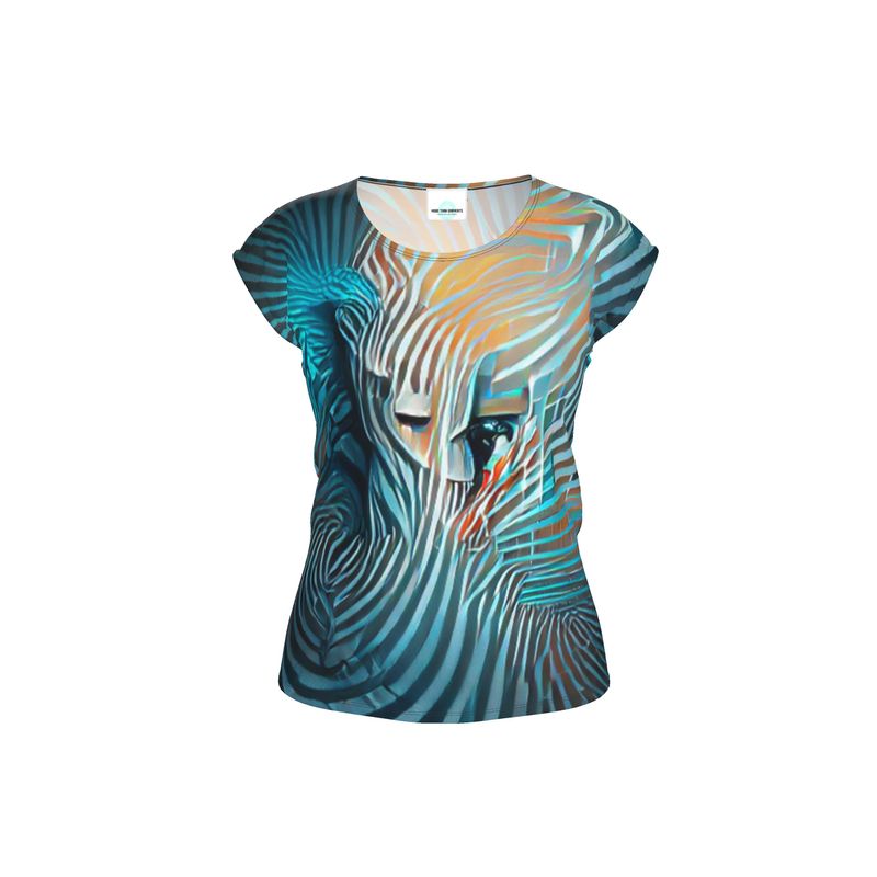 Attraction - Blue Striped Ideal For Special Occasions, Comfortable Stretchy Fabric, Relaxed Fit, Ladies Loose Fit T-Shirt