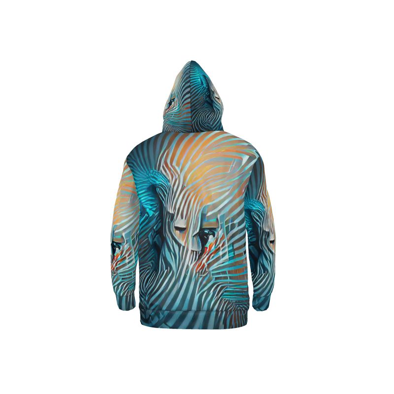 Attraction - Blue Striped Unisex Pullover Or Zipper, Relaxed Fit, Cut & Sewn Hoodie