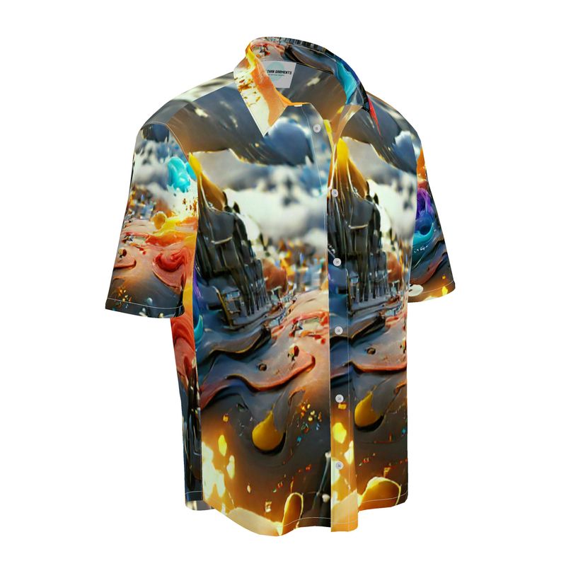 Iridescent - Multicoloured Short Sleeve Button Up, Mother Of Pearl Buttons, Breathable Fabric, Men's Short Sleeve Shirt