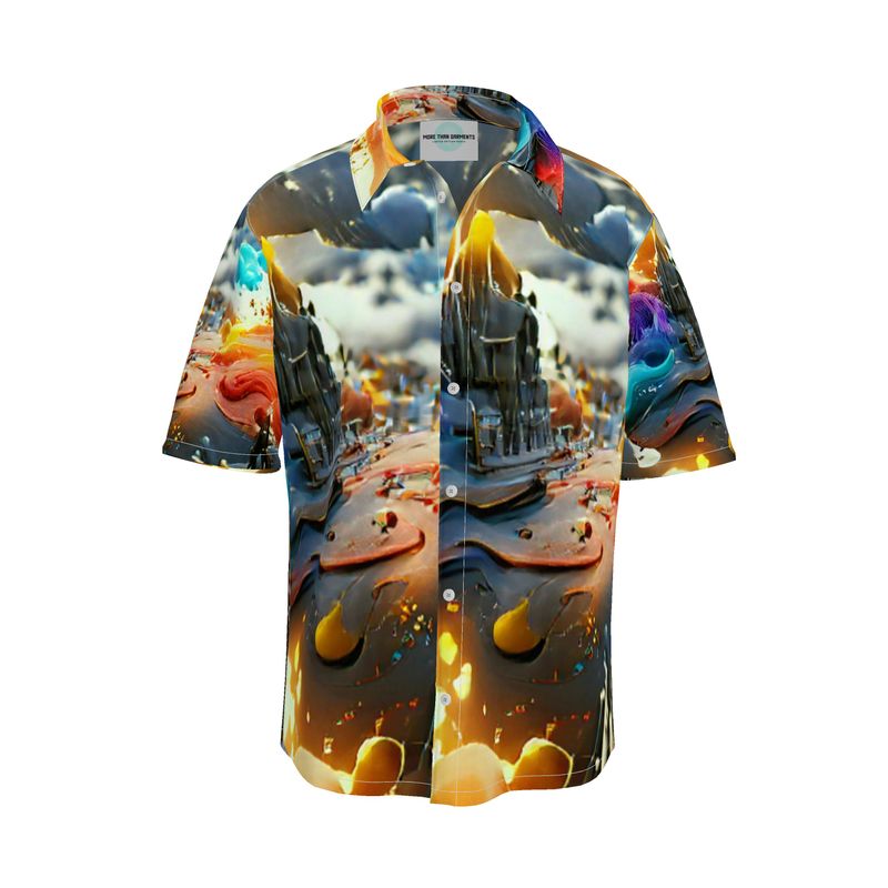 Iridescent - Multicoloured Short Sleeve Button Up, Mother Of Pearl Buttons, Breathable Fabric, Men's Short Sleeve Shirt