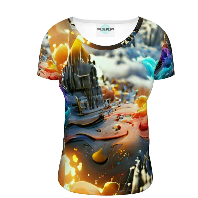 Iridescent - Multicoloured Soft And Durable Fabric, Flattering, Relaxed Shape, Ladies Scoop Neck T-Shirt