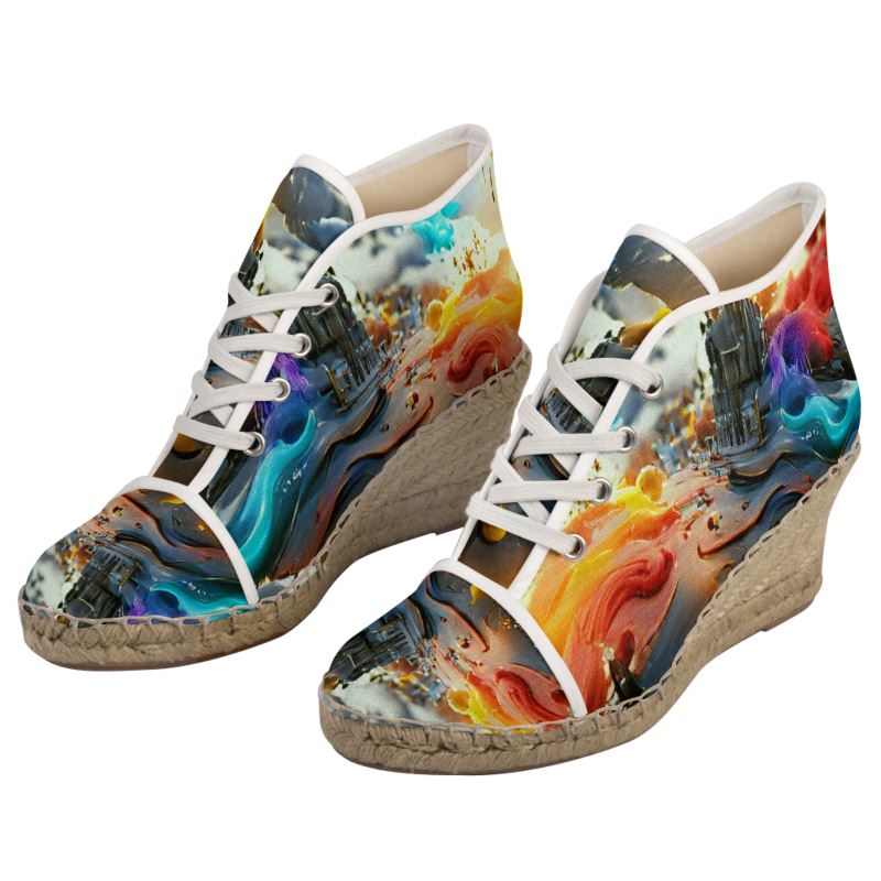 Iridescent - Multicoloured Perfect For Standing Out In The Summer, Stylish Handmade Ladies Wedge Espadrilles