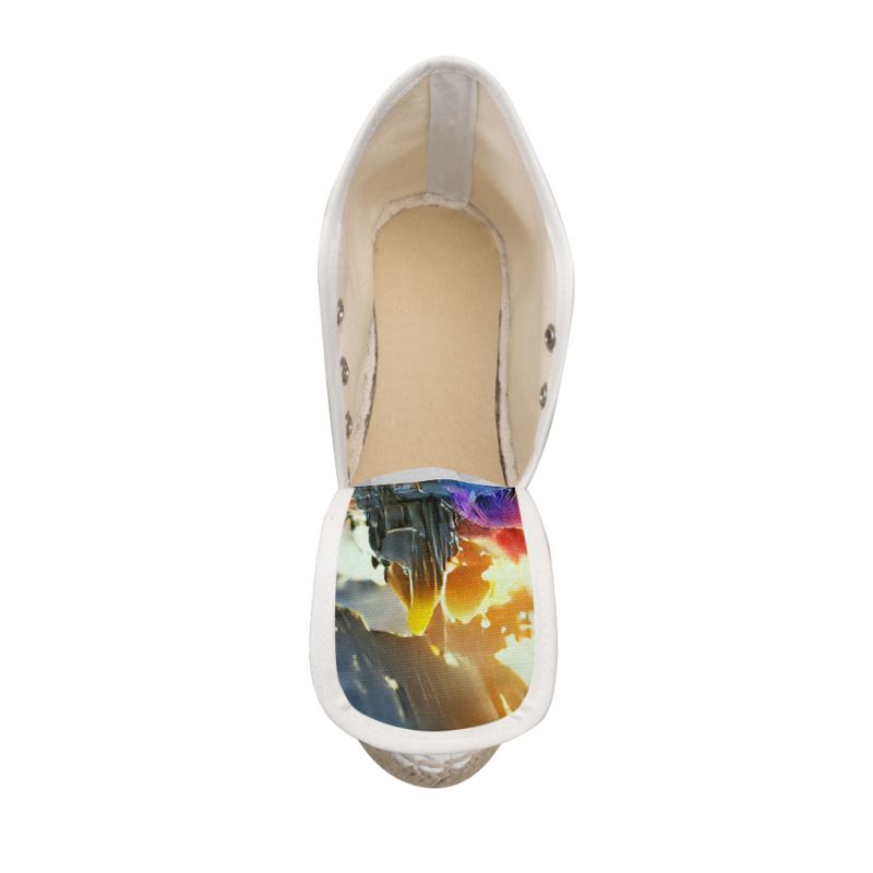 Iridescent - Multicoloured Perfect For Standing Out In The Summer, Stylish Handmade Ladies Wedge Espadrilles