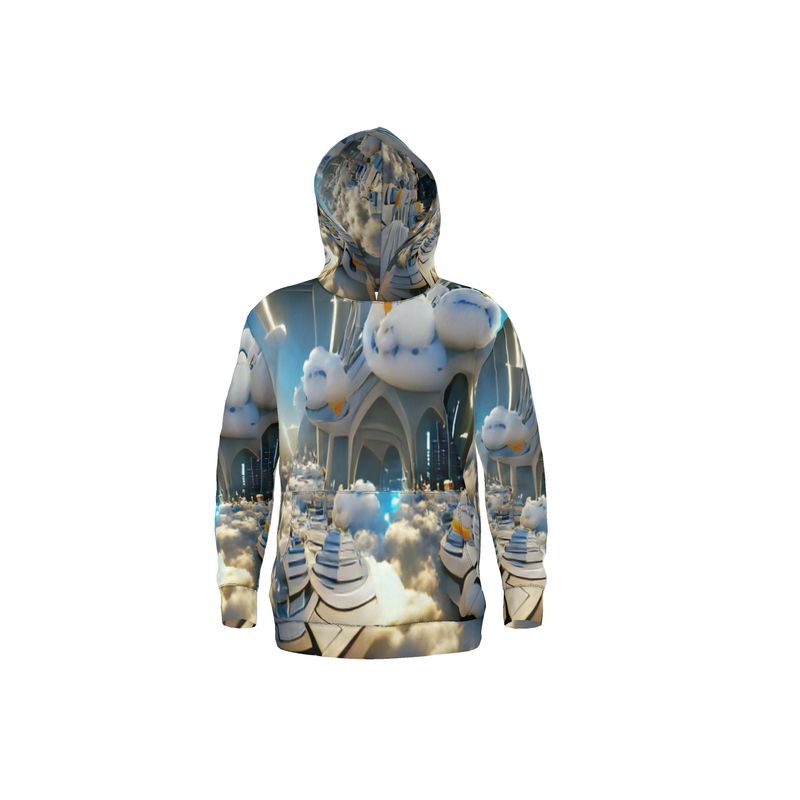 Heavenly Cloud - Blue and White Unisex Pullover Or Zipper, Relaxed Fit, Cut & Sewn Hoodie