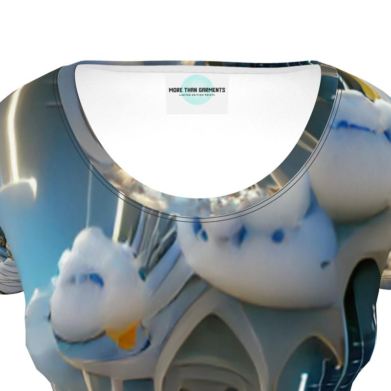 Heavenly Cloud - Blue and White Soft And Durable Fabric, Flattering, Relaxed Shape, Ladies Scoop Neck T-Shirt