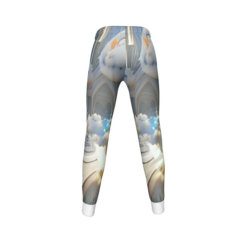 Heavenly Cloud - Blue and White Cuffed Tracksuit Ladies Jogging Bottoms