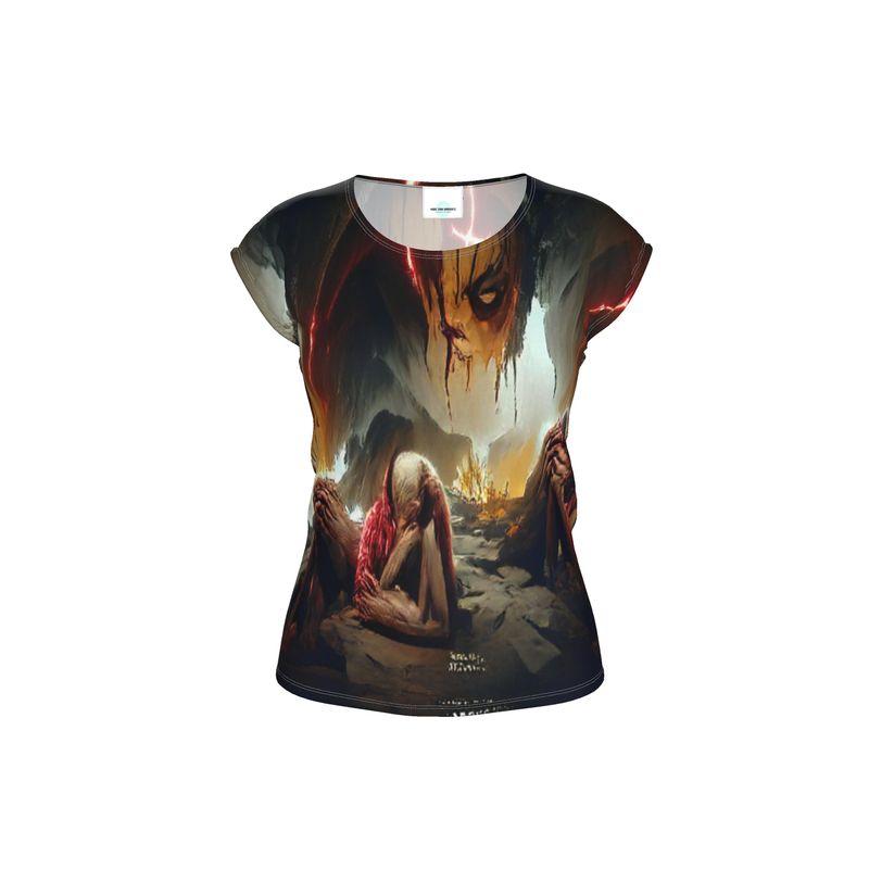 Agony - Black, Red and Brown Ideal For Special Occasions, Comfortable Stretchy Fabric, Relaxed Fit, Ladies Loose Fit T-Shirt