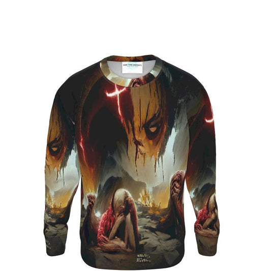 Agony - Black, Red and Brown Unisex Design, Ribbed Neck, Cuffs And Hem, Relaxed Fit Sweatshirt