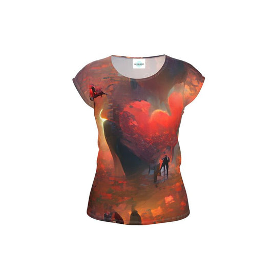 Love - Red & Black Ideal For Special Occasions, Comfortable Stretchy Fabric, Relaxed Fit, Ladies Loose Fit T-Shirt