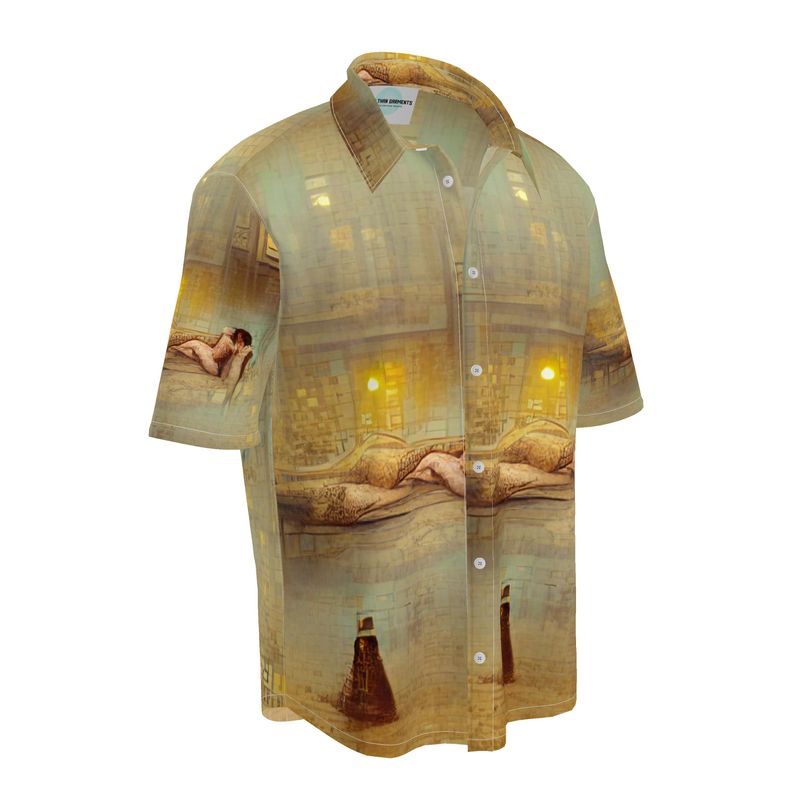 Lust - Beige Short Sleeve Button Up, Mother Of Pearl Buttons, Breathable Fabric, Men's Short Sleeve Shirt