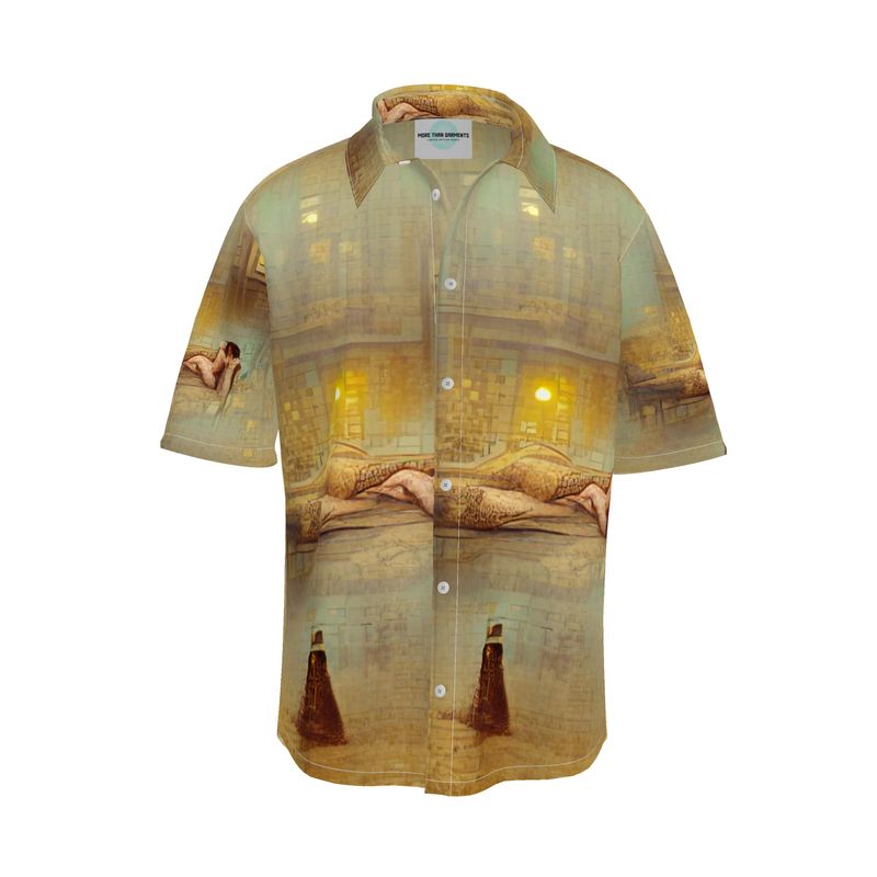 Lust - Beige Short Sleeve Button Up, Mother Of Pearl Buttons, Breathable Fabric, Men's Short Sleeve Shirt