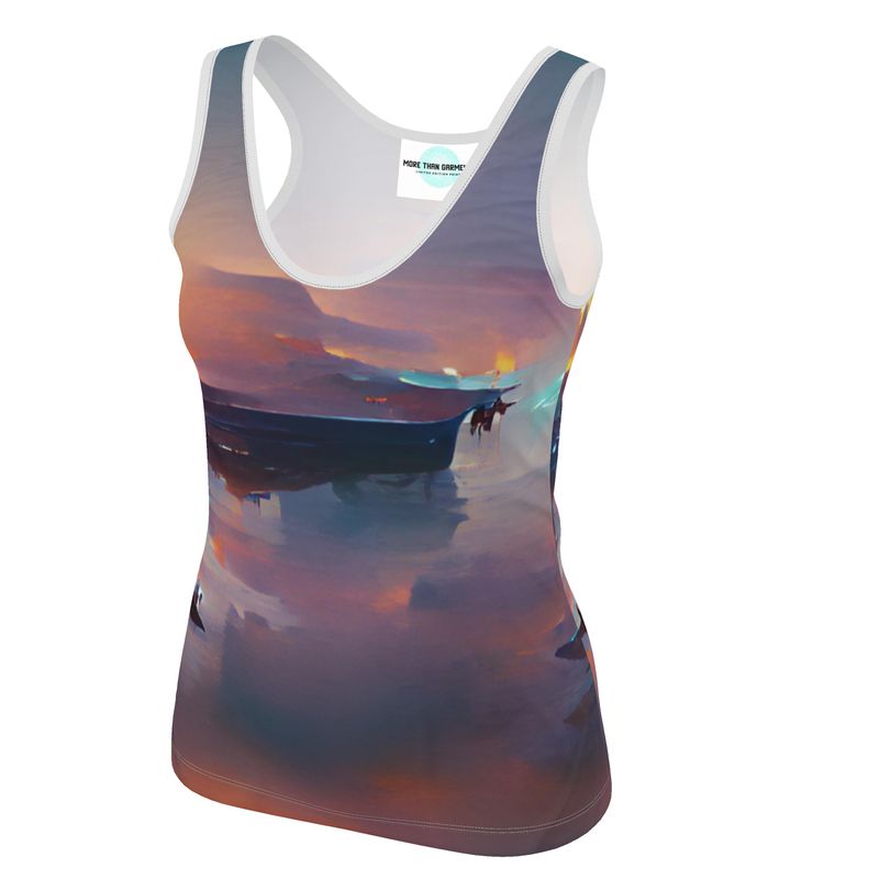 Calm - Purple & Blue Scoop Neck, Higher At The Back Ladies Vest Top