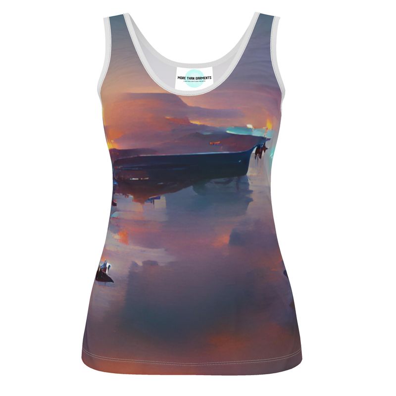 Calm - Purple & Blue Scoop Neck, Higher At The Back Ladies Vest Top