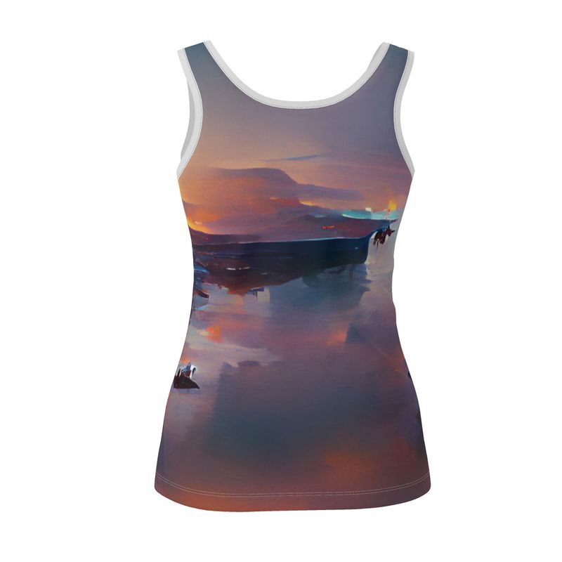 Calm - Purple & Blue Scoop Neck, Higher At The Back Ladies Vest Top