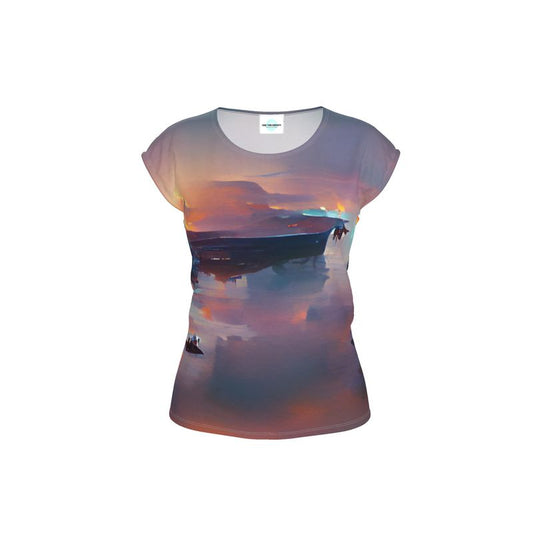 Calm - Purple & Blue Ideal For Special Occasions, Comfortable Stretchy Fabric, Relaxed Fit, Ladies Loose Fit T-Shirt