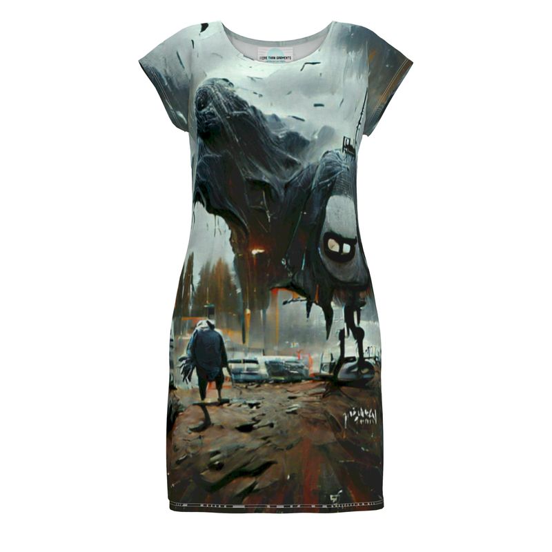 Gloomy - Brown & Grey Easily Transform From Casual To Smart, Full Print Ladies Tunic T-Shirt