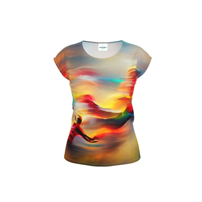 Elation - Red, Green & Yellow Ideal For Special Occasions, Comfortable Stretchy Fabric, Relaxed Fit, Ladies Loose Fit T-Shirt