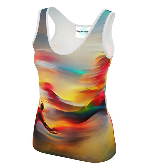 Elation - Red, Green & Yellow Scoop Neck, Higher At The Back Ladies Vest Top