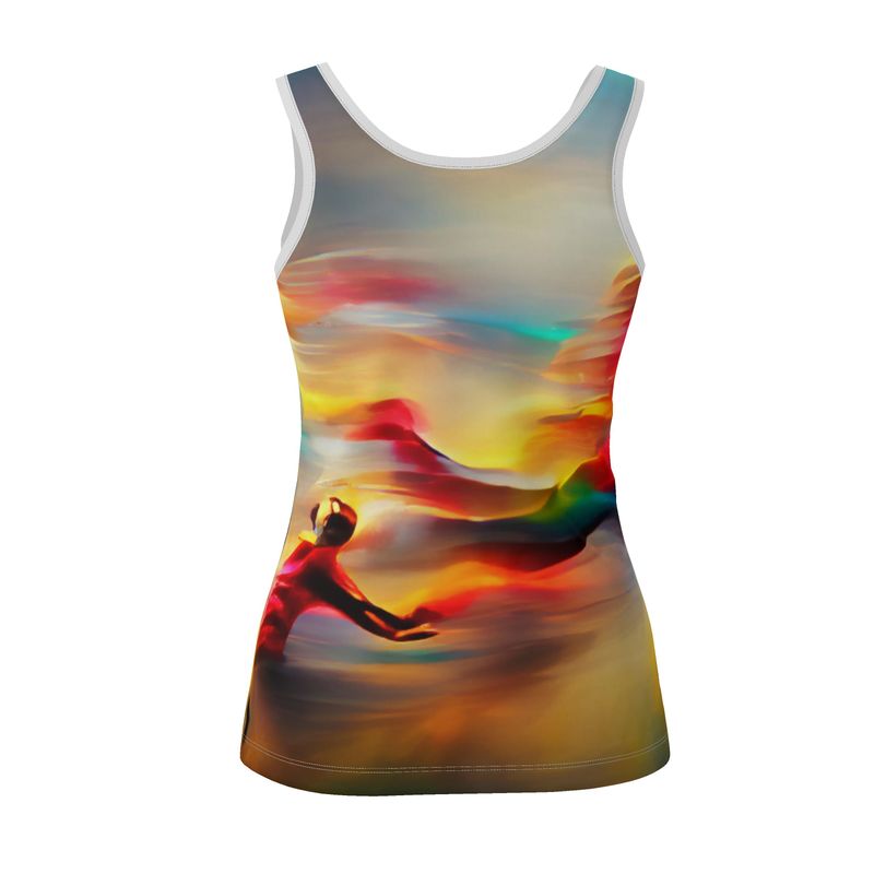 Elation - Red, Green & Yellow Scoop Neck, Higher At The Back Ladies Vest Top