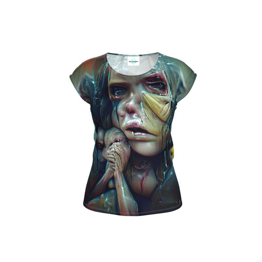 Vulnerable - Graphic Blue & Black Ideal For Special Occasions, Comfortable Stretchy Fabric, Relaxed Fit, Ladies Loose Fit T-Shirt