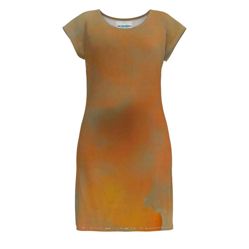 Insightful - Brown & Orange Easily Transform From Casual To Smart, Full Print Ladies Tunic T-Shirt