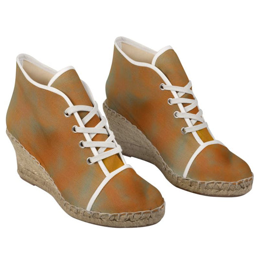 Insightful - Brown & Orange Perfect For Standing Out In The Summer, Stylish Handmade Ladies Wedge Espadrilles