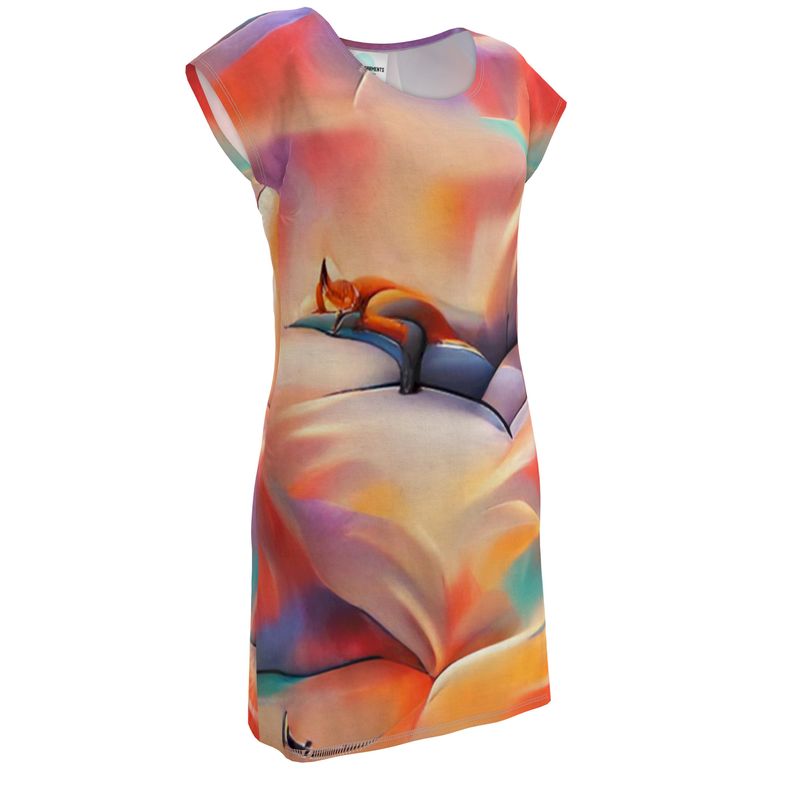 Comfortable - Orange Toned Easily Transform From Casual To Smart, Full Print Ladies Tunic T-Shirt