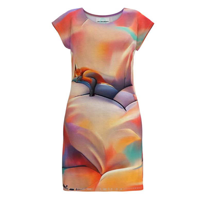 Comfortable - Orange Toned Easily Transform From Casual To Smart, Full Print Ladies Tunic T-Shirt