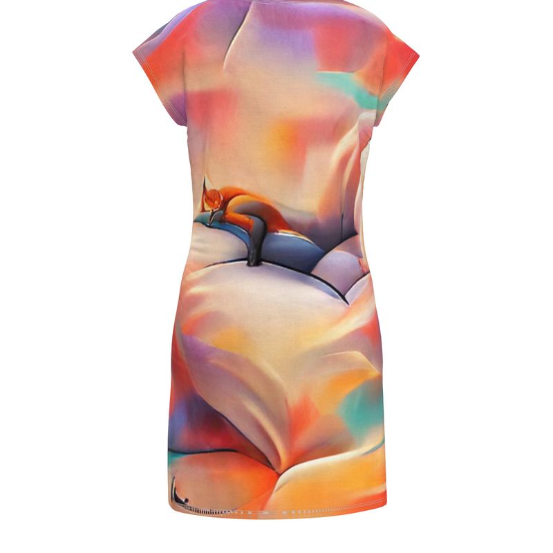 Comfortable - Orange Toned Easily Transform From Casual To Smart, Full Print Ladies Tunic T-Shirt