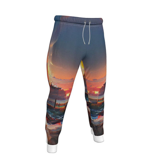 Sunset - Purple, Blue & Orange Lined Side Pockets, Slim Fit Leg With Elastic Waist, Stylish Men's Jogging Bottoms