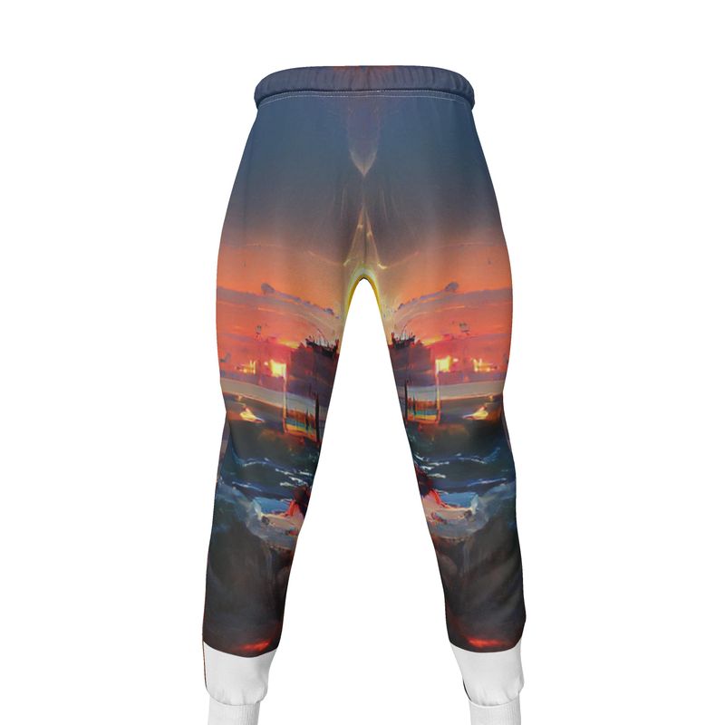 Sunset - Purple, Blue & Orange Lined Side Pockets, Slim Fit Leg With Elastic Waist, Stylish Men's Jogging Bottoms