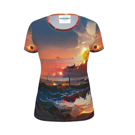 Sunset - Purple, Blue & Orange Soft, Durable Fabric, Flattering Women's T-Shirt