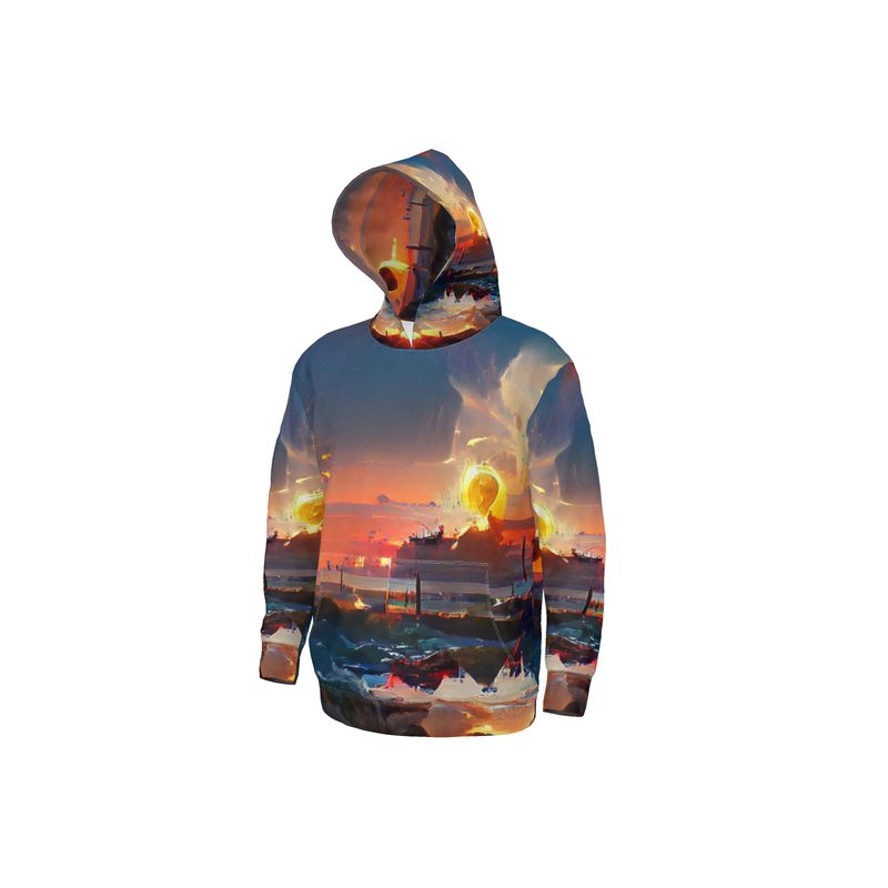 Sunset - Purple, Blue & Orange Unisex Pullover Or Zipper, Relaxed Fit, Cut & Sewn Hoodie