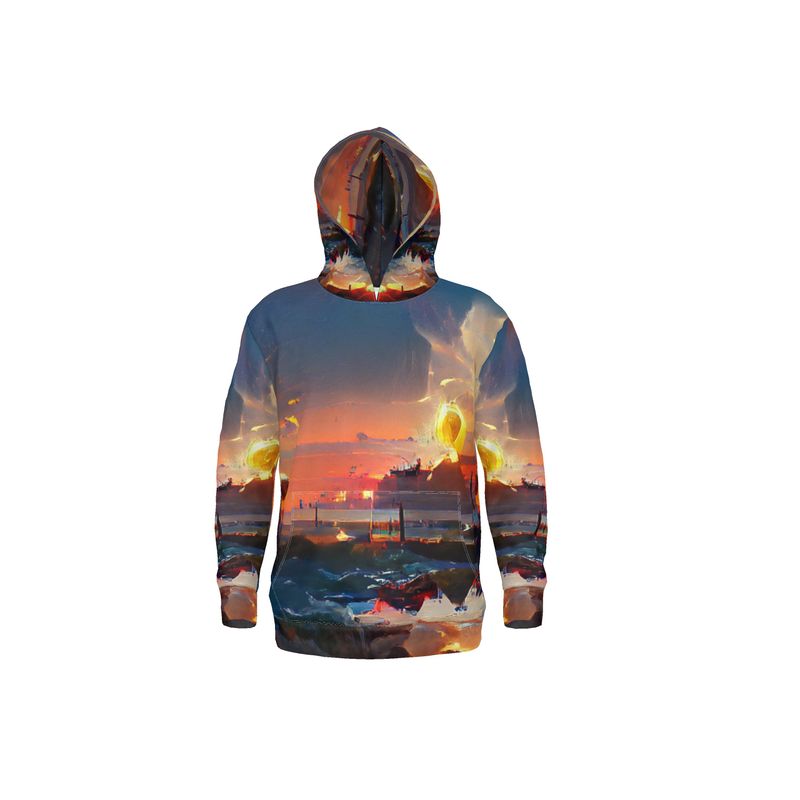 Sunset - Purple, Blue & Orange Unisex Pullover Or Zipper, Relaxed Fit, Cut & Sewn Hoodie