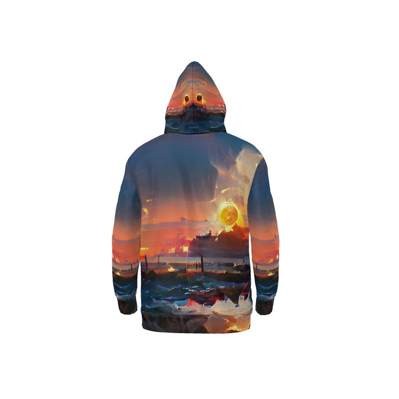 Sunset - Purple, Blue & Orange Unisex Pullover Or Zipper, Relaxed Fit, Cut & Sewn Hoodie