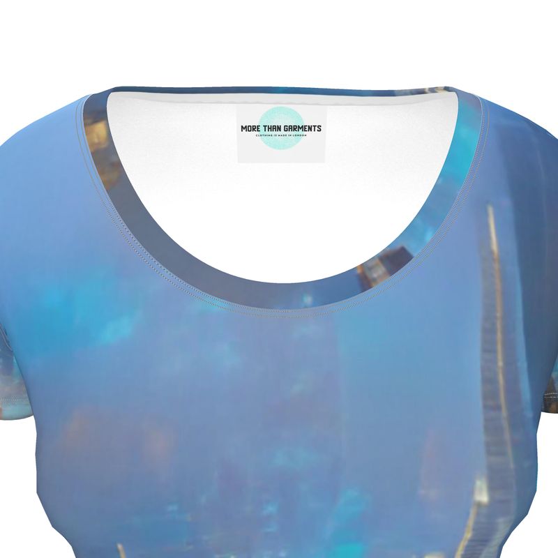 Painting of London - Blue & Black Soft And Durable Fabric, Flattering, Relaxed Shape, Ladies Scoop Neck T-Shirt