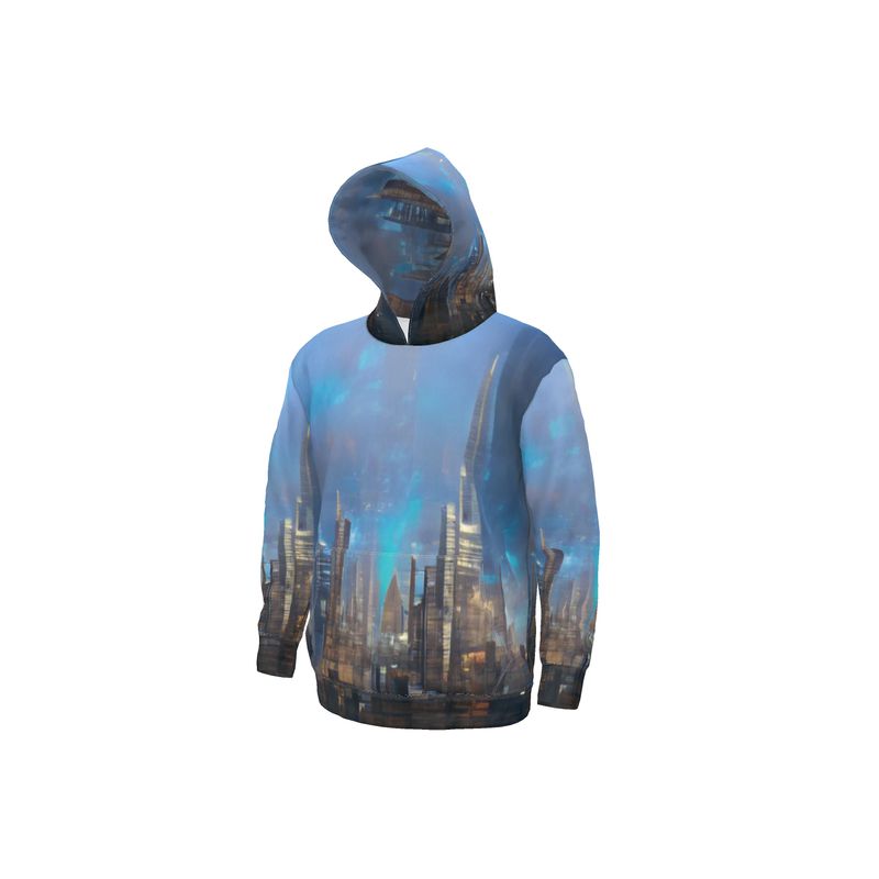 Painting of London - Blue & Black Unisex Pullover Or Zipper, Relaxed Fit, Cut & Sewn Hoodie