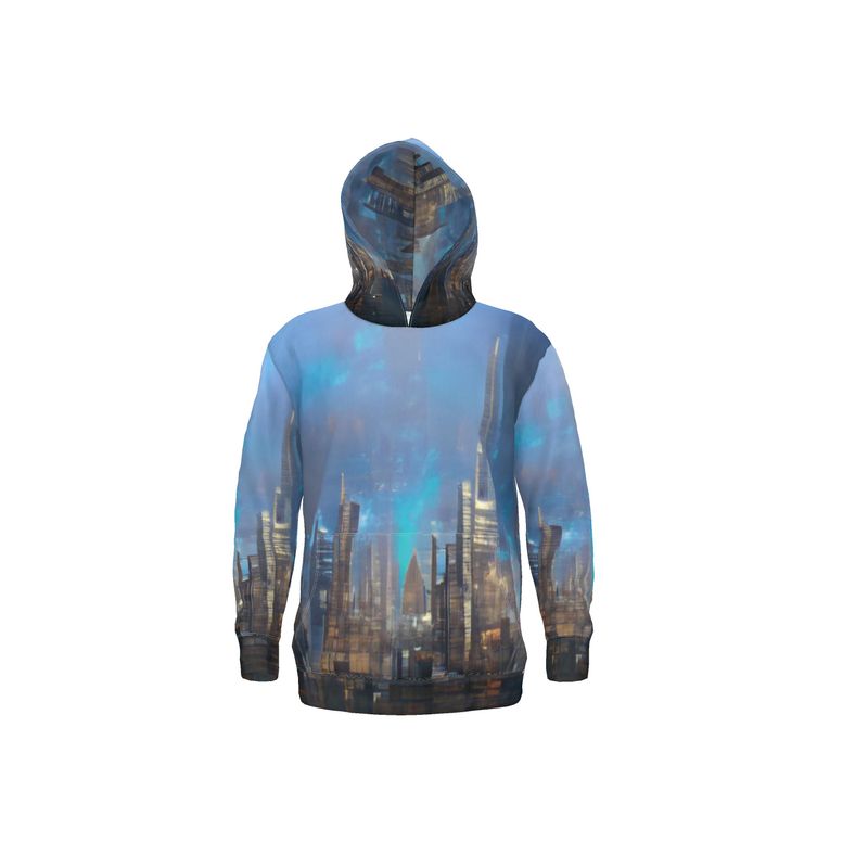 Painting of London - Blue & Black Unisex Pullover Or Zipper, Relaxed Fit, Cut & Sewn Hoodie