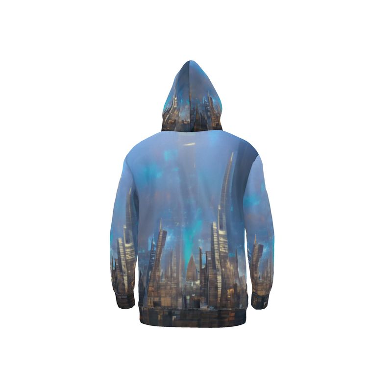 Painting of London - Blue & Black Unisex Pullover Or Zipper, Relaxed Fit, Cut & Sewn Hoodie