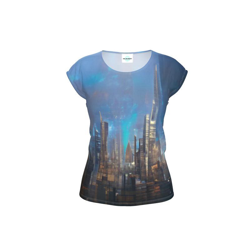 Painting of London - Blue & Black Ideal For Special Occasions, Comfortable Stretchy Fabric, Relaxed Fit, Ladies Loose Fit T-Shirt