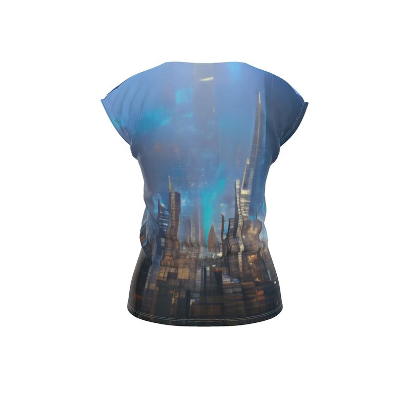 Painting of London - Blue & Black Ideal For Special Occasions, Comfortable Stretchy Fabric, Relaxed Fit, Ladies Loose Fit T-Shirt