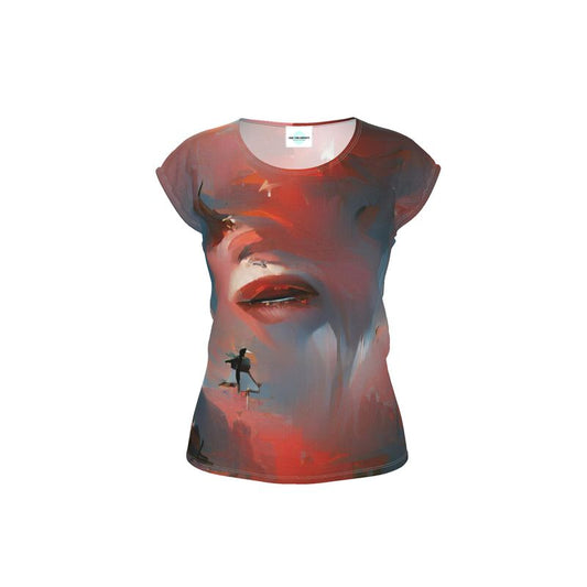 Carefree - Red & Grey Ideal For Special Occasions, Comfortable Stretchy Fabric, Relaxed Fit, Ladies Loose Fit T-Shirt