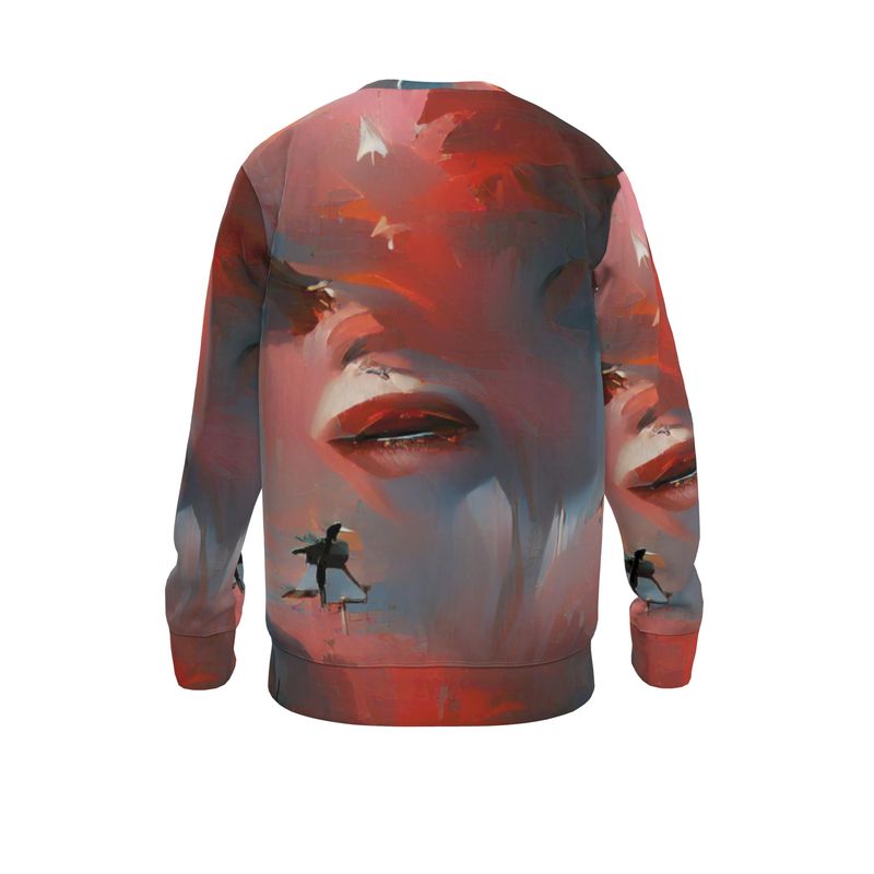 Carefree - Red & Grey Unisex Design, Ribbed Neck, Cuffs And Hem, Relaxed Fit Sweatshirt