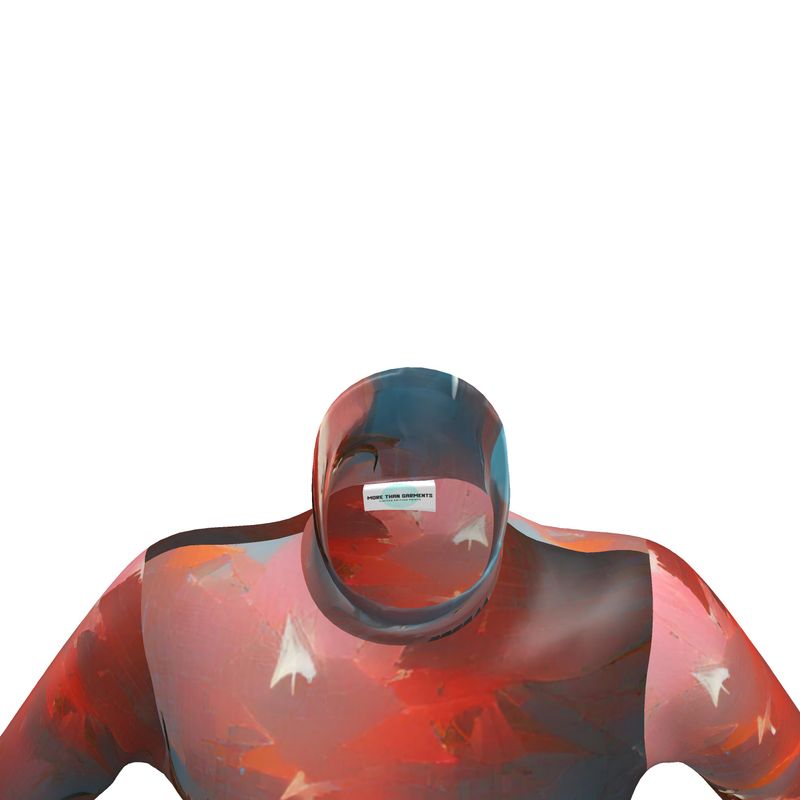 Carefree - Red & Grey Long Sleeves, Men's Slim Fit Roll Neck