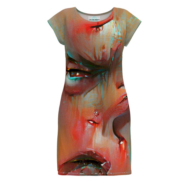 Irritated - Red and Green Easily Transform From Casual To Smart, Full Print Ladies Tunic T-Shirt