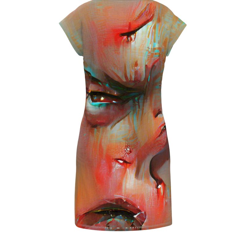 Irritated - Red and Green Easily Transform From Casual To Smart, Full Print Ladies Tunic T-Shirt