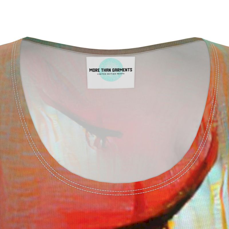 Irritated - Red and Green Easily Transform From Casual To Smart, Full Print Ladies Tunic T-Shirt