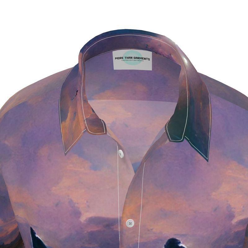 Miserable - Purple & Black Short Sleeve Button Up, Mother Of Pearl Buttons, Breathable Fabric, Men's Short Sleeve Shirt