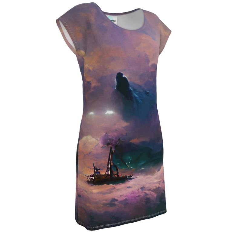 Miserable - Purple & Black Easily Transform From Casual To Smart, Full Print Ladies Tunic T-Shirt